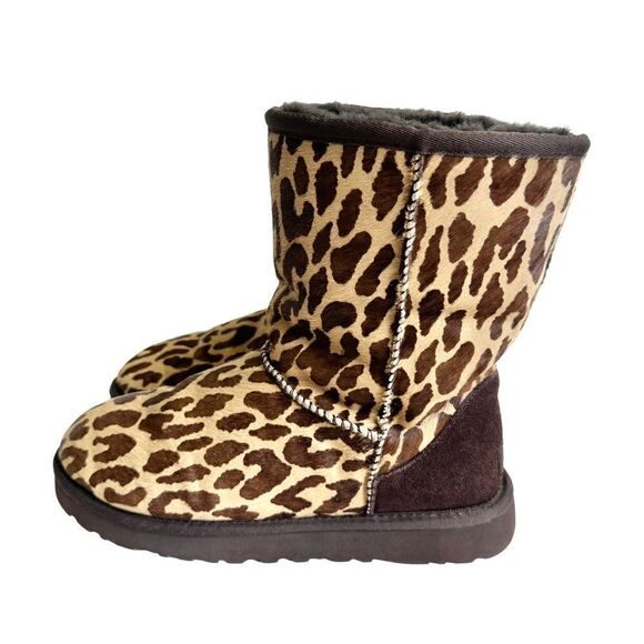 🔃UGG Australia Cheetah Print Calf Hair Short Boots - Picture 3 of 9